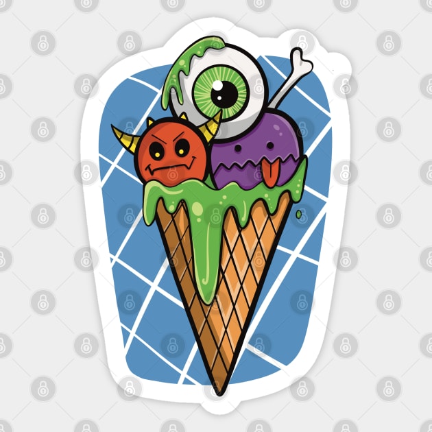 Spooky Eyeball Monster Ice Cream Sticker by Shadowisper